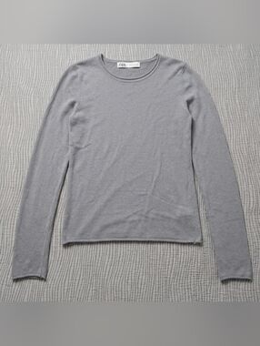 ZARA Basic Grey Fitted Long Sleeve Tee